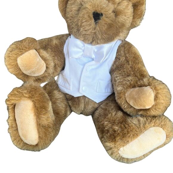 Vermont Wedding Teddy Bear Brown Groom White Tux 16” Articulating Legs Arms NICE - Picture 10 of 16